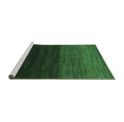 Sideview of Machine Washable Abstract Emerald Green Contemporary Area Rugs, wshcon1768emgrn
