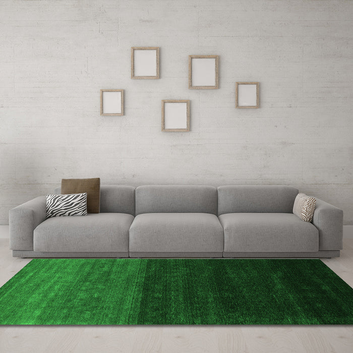 Machine Washable Abstract Green Contemporary Area Rugs in a Living Room,, wshcon1768grn