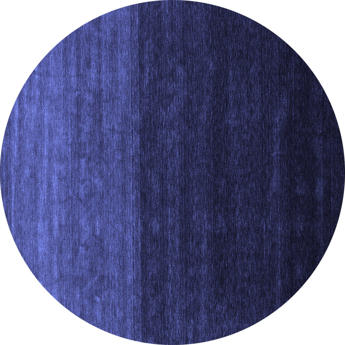 Round Abstract Blue Contemporary Rug, con1768blu