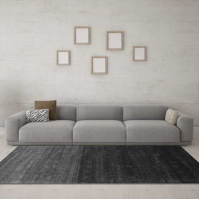 Machine Washable Abstract Gray Contemporary Rug in a Living Room,, wshcon1768gry