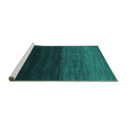Sideview of Machine Washable Abstract Turquoise Contemporary Area Rugs, wshcon1768turq
