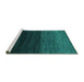 Sideview of Machine Washable Abstract Turquoise Contemporary Area Rugs, wshcon1768turq