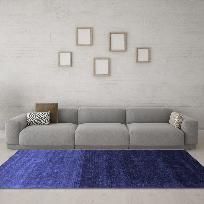 Machine Washable Abstract Blue Contemporary Rug in a Living Room, wshcon1768blu