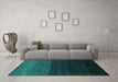 Machine Washable Abstract Turquoise Contemporary Area Rugs in a Living Room,, wshcon1768turq