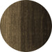 Round Abstract Brown Contemporary Rug, con1768brn