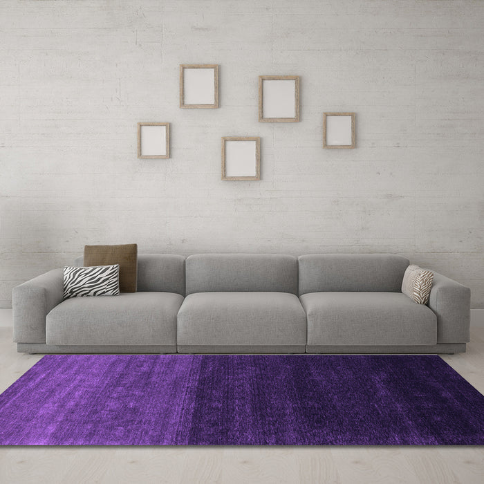 Machine Washable Abstract Purple Contemporary Area Rugs in a Living Room, wshcon1768pur