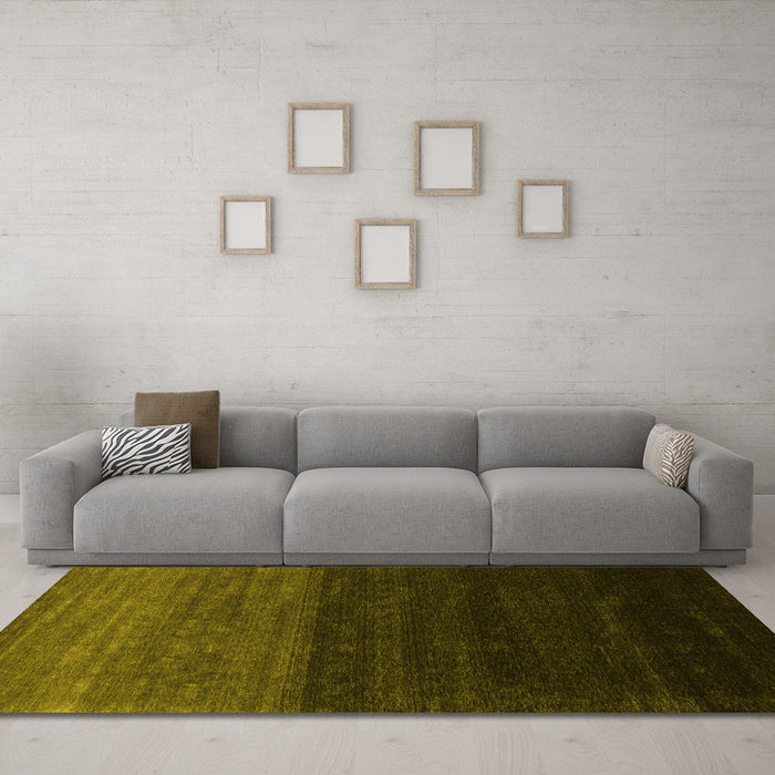 Machine Washable Abstract Yellow Contemporary Rug in a Living Room, wshcon1768yw