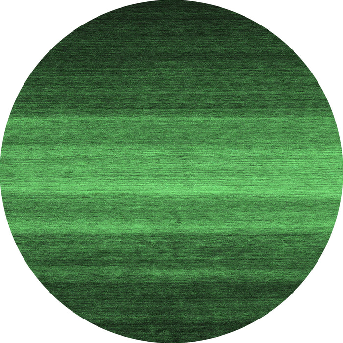 Round Machine Washable Abstract Emerald Green Contemporary Area Rugs, wshcon1769emgrn