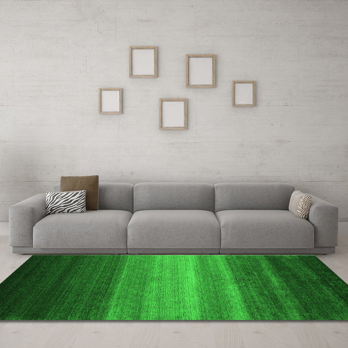 Machine Washable Abstract Green Contemporary Area Rugs in a Living Room,, wshcon1769grn