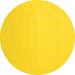 Round Machine Washable Solid Yellow Modern Rug, wshcon176yw