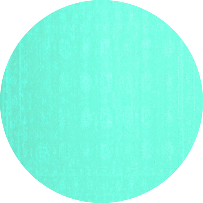 Round Solid Turquoise Modern Rug, con176turq