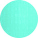 Round Solid Turquoise Modern Rug, con176turq