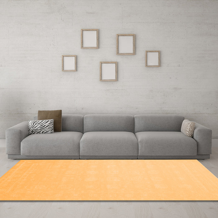 Machine Washable Solid Orange Modern Area Rugs in a Living Room, wshcon176org