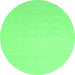 Round Machine Washable Solid Emerald Green Modern Area Rugs, wshcon176emgrn