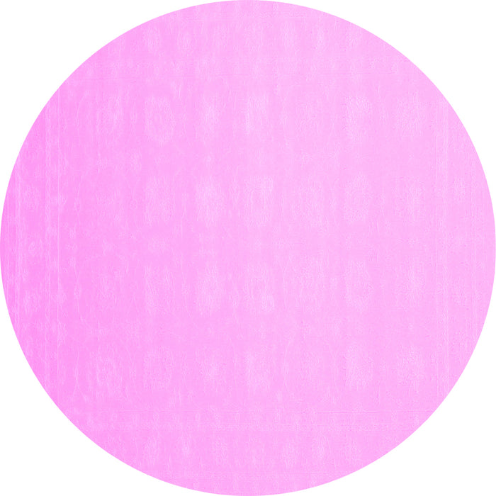 Round Machine Washable Solid Pink Modern Rug, wshcon176pnk