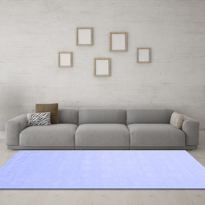Machine Washable Solid Blue Modern Rug in a Living Room, wshcon176blu