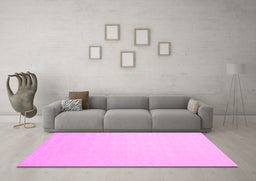 Machine Washable Solid Pink Modern Rug in a Living Room, wshcon176pnk