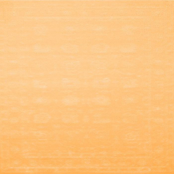 Round Machine Washable Solid Orange Modern Area Rugs, wshcon176org