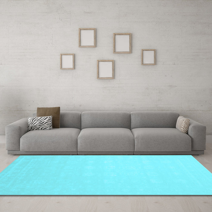 Machine Washable Solid Light Blue Modern Rug in a Living Room, wshcon176lblu
