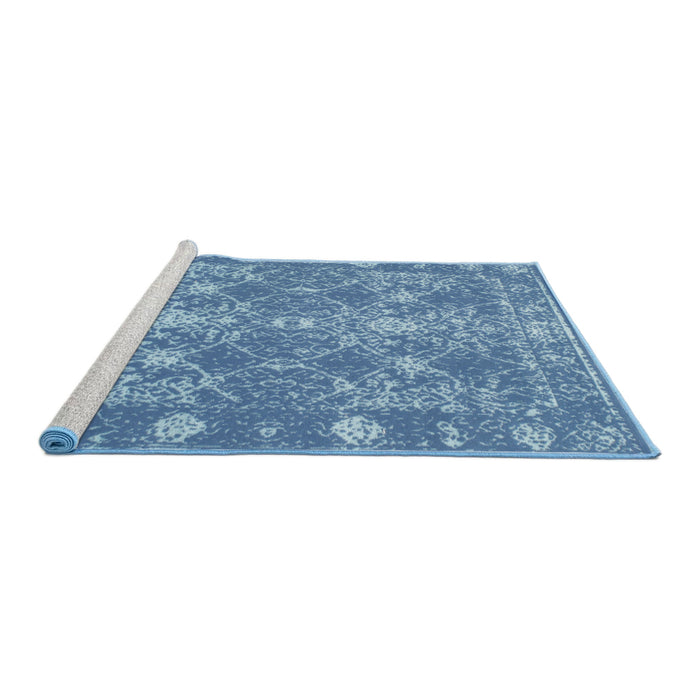 Serging Thickness of Machine Washable Contemporary Denim Blue Rug, wshcon177