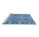 Serging Thickness of Machine Washable Contemporary Denim Blue Rug, wshcon177