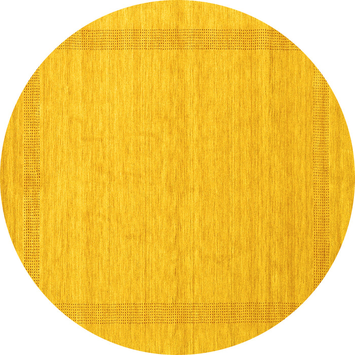 Round Machine Washable Abstract Yellow Contemporary Rug, wshcon1770yw