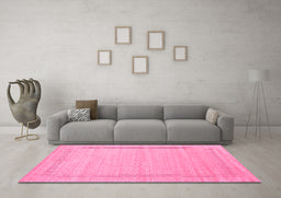 Machine Washable Abstract Pink Contemporary Rug in a Living Room, wshcon1770pnk