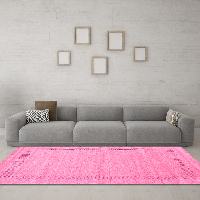 Machine Washable Abstract Pink Contemporary Rug in a Living Room, wshcon1770pnk