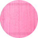 Round Abstract Pink Contemporary Rug, con1770pnk