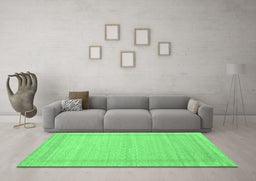 Machine Washable Abstract Emerald Green Contemporary Area Rugs in a Living Room,, wshcon1770emgrn