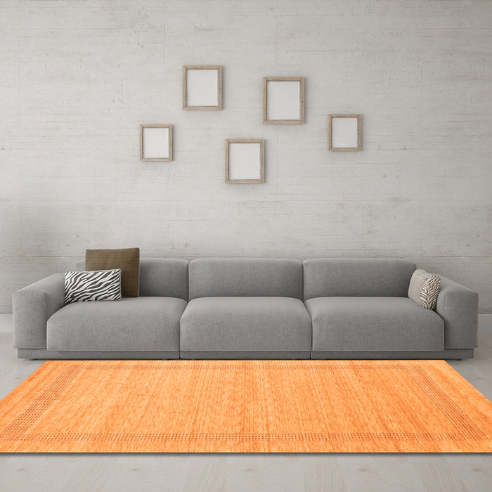 Machine Washable Abstract Orange Contemporary Area Rugs in a Living Room, wshcon1770org