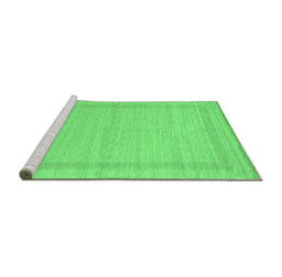 Sideview of Machine Washable Abstract Emerald Green Contemporary Area Rugs, wshcon1770emgrn