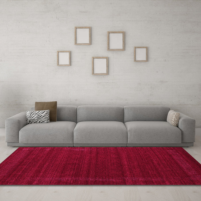 Machine Washable Abstract Pink Contemporary Rug in a Living Room, wshcon1771pnk