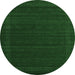 Round Machine Washable Abstract Emerald Green Contemporary Area Rugs, wshcon1771emgrn