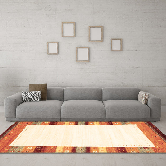 Machine Washable Solid Brown Modern Rug in a Living Room,, wshcon1772brn