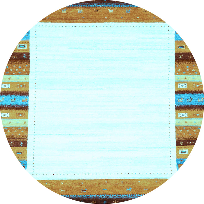 Round Machine Washable Solid Light Blue Modern Rug, wshcon1772lblu