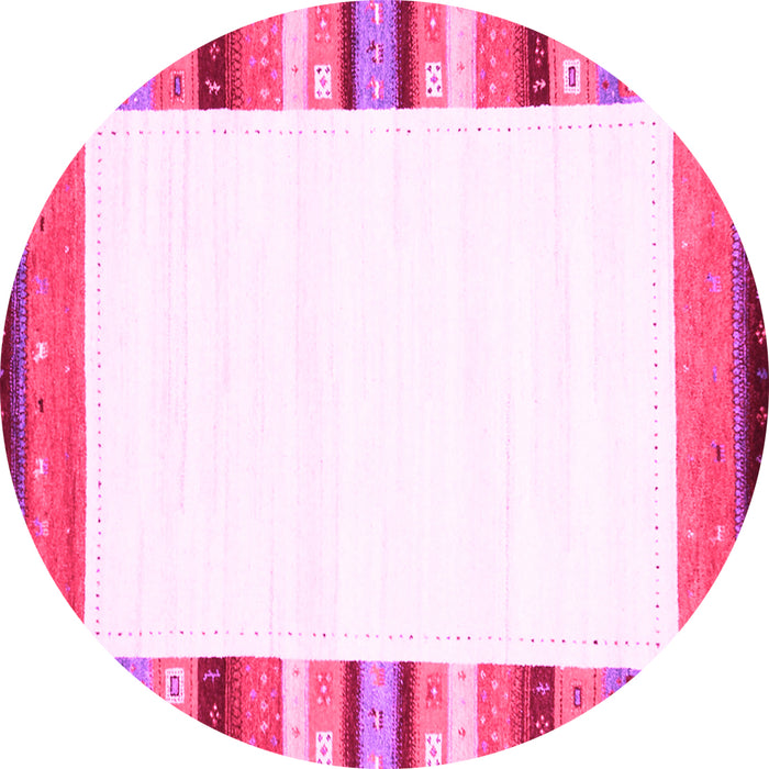 Round Machine Washable Solid Pink Modern Rug, wshcon1772pnk
