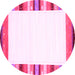 Round Machine Washable Solid Pink Modern Rug, wshcon1772pnk