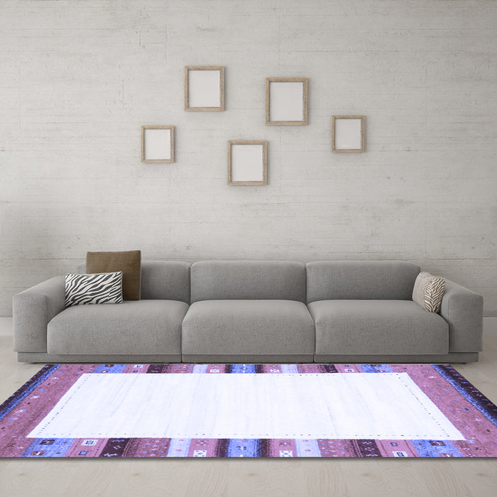 Machine Washable Solid Blue Modern Rug in a Living Room, wshcon1772blu