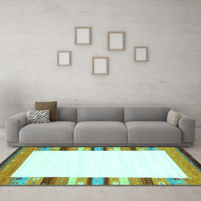 Machine Washable Solid Turquoise Modern Area Rugs in a Living Room,, wshcon1772turq
