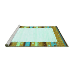 Sideview of Machine Washable Solid Turquoise Modern Area Rugs, wshcon1772turq