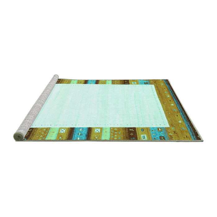 Sideview of Machine Washable Solid Turquoise Modern Area Rugs, wshcon1772turq