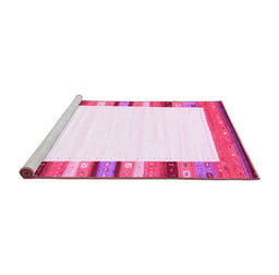 Sideview of Machine Washable Solid Pink Modern Rug, wshcon1772pnk