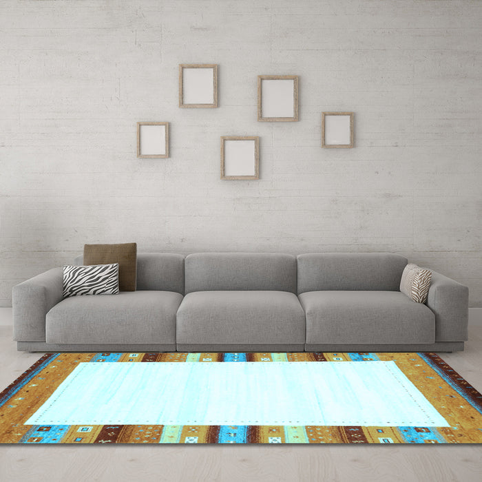 Machine Washable Solid Light Blue Modern Rug in a Living Room, wshcon1772lblu