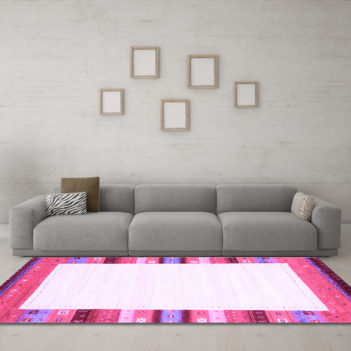 Machine Washable Solid Purple Modern Area Rugs in a Living Room, wshcon1772pur