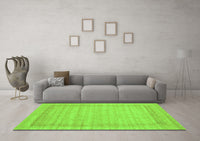 Machine Washable Abstract Green Contemporary Rug, wshcon1773grn