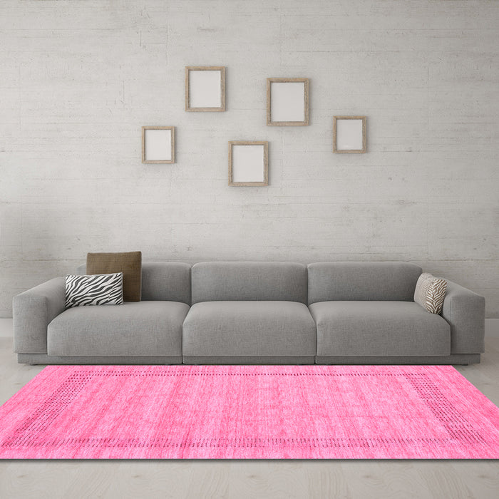 Machine Washable Abstract Pink Contemporary Rug in a Living Room, wshcon1773pnk