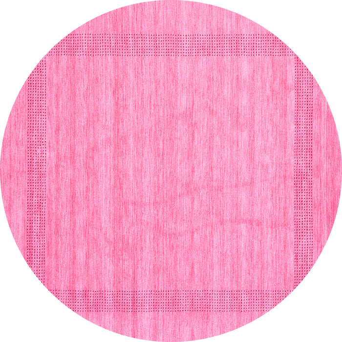 Round Machine Washable Abstract Pink Contemporary Rug, wshcon1773pnk
