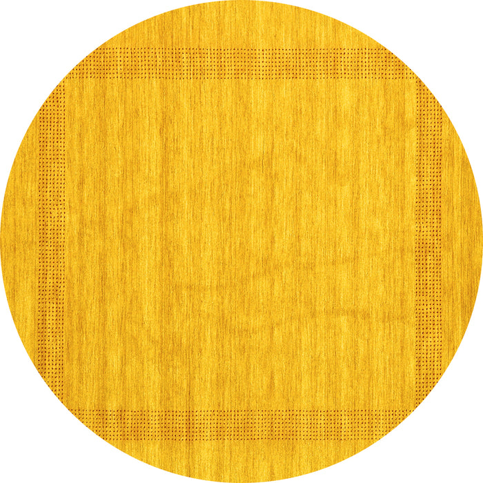 Round Abstract Yellow Contemporary Rug, con1773yw