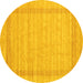 Round Abstract Yellow Contemporary Rug, con1773yw